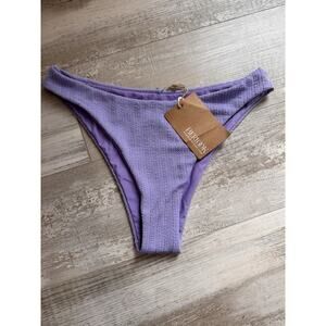Berlook Women's cheeky bikini swim bottoms Purple Solid Textured Size S
